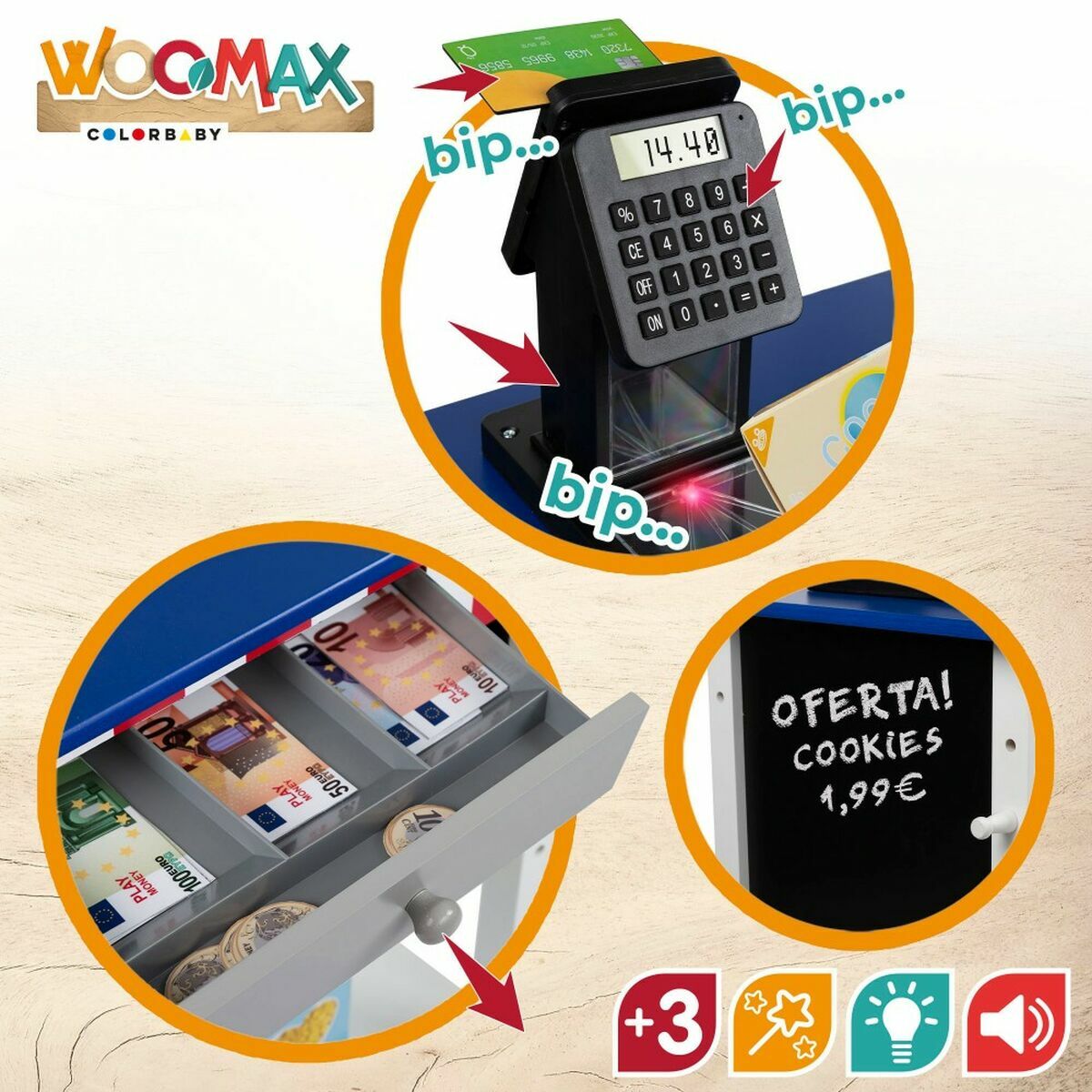 Legetøjssupermarked Woomax 48 x 70 x 30 cm 28 Dele